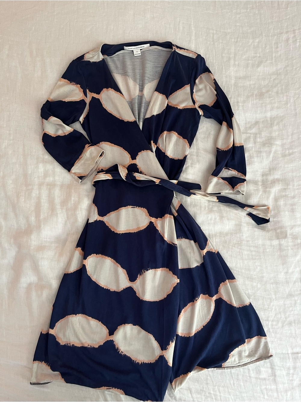 Diane Von Furstenberg Navy Wrap Midi Dress